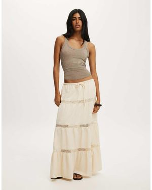 Cotton On Haven Tiered Maxi Skirt - Natural