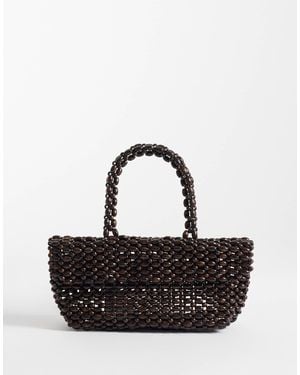 Mango Beaded Handbag - Black