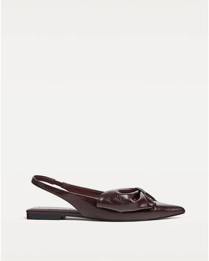 Stradivarius Flat Slingback Shoes With Bow - Red
