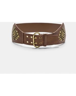 Stradivarius Ceinture large cloutée - marron - Blanc