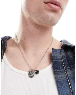 ASOS Collana Argentata Con Ciondolo Di San Cristoforo E Pietra Semipreziosa - Neutro