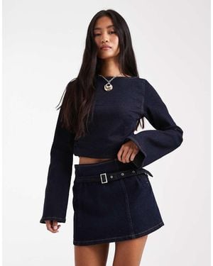 ASOS Denim Micro Mini Skirt With Skinny Belt - Blue
