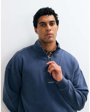 Hollister Sweatshirt Met Surf-Logo En Kwart Rits - Blauw