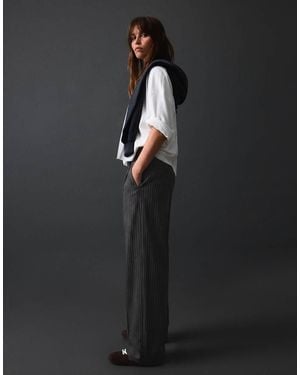 Bershka Double-Fabric Darted Trousers - Black