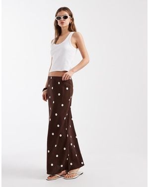 New Look Linen Blend Polka Dot Midi Skirt - White