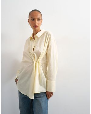 TOPSHOP Cinch Front Detail Shirt - Natural