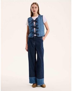 OMNES Jojo Quilted Tie Fastenings Contrast Jacket - Blue