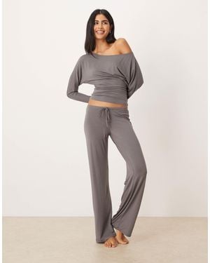 Gina Tricot Co-ord Low Waist Loungewear Pants - Natural