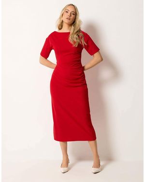 Long Tall Sally Ruched Detail Midi Dress - Red