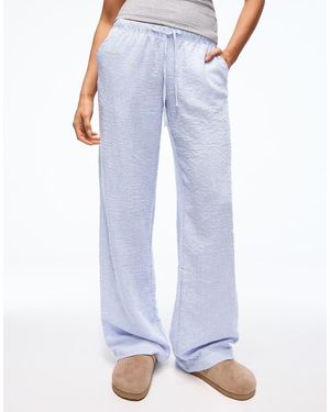 Bershka Linen Rich Trousers With An Elasticated Waistband - Blue