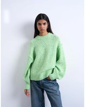 TOPSHOP Pull en maille torsadée duveteuse - Vert