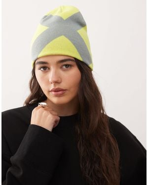 Collusion Unisex Lime Big X Beanie - Black