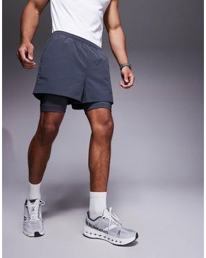 4505 2-in-1 Ripstop Nylon Running Shorts With Zip Pocket - Blue