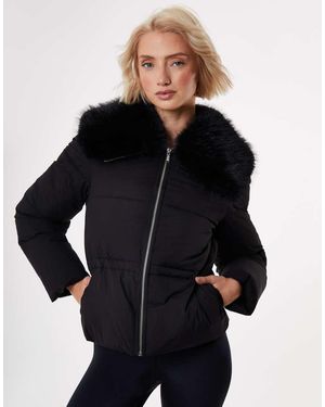 Threadbare Faux Fur Collar Puffer Jacket - Black