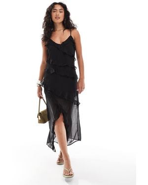 ONLY Ruffle Layer Midaxi Dress - Black