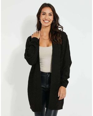 Threadbare Rozanna' Cable Knit Cardigan - Black
