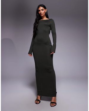 Kaiia – exklusives, langärmliges feinstrick-maxikleid - Schwarz