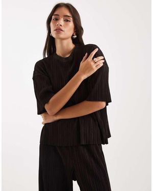 ONLY Boxy Plisse Top Co-ord - Black