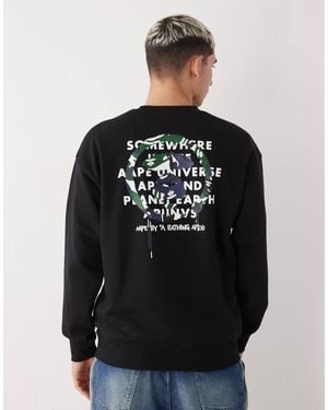 Aape By A Bathing Ape Aape By A Bathing Ape Oversized Crew Sweatshirt - Black