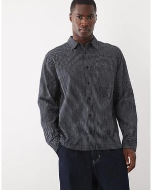 ASOS Relaxed Micro Check Shirt - Gray
