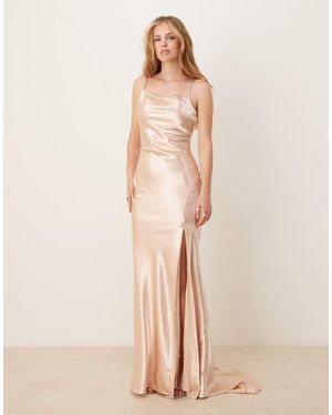 True Decadence V Neck Midi Dress - Natural