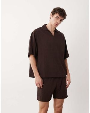 ASOS Co-ord Crinkle Texture Shorts - Black