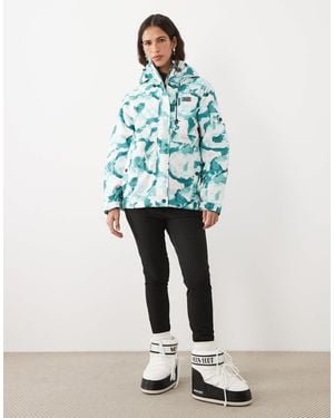 Dare 2b Wasserdichte, gefütterte jacke mit marmorprint - Weiß