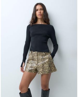 ASOS Tailored Faux Leather Micro Shorts - Blue