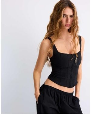Stradivarius Corset Top With Straps - Black