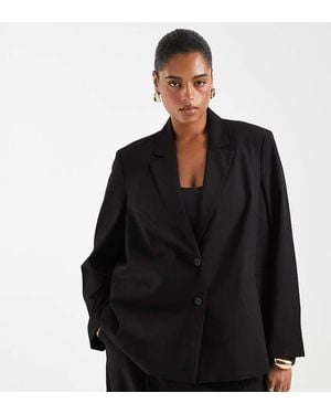 Pieces Plus Pieces Curve Oversized Tailored Blazer Co-ord - Black