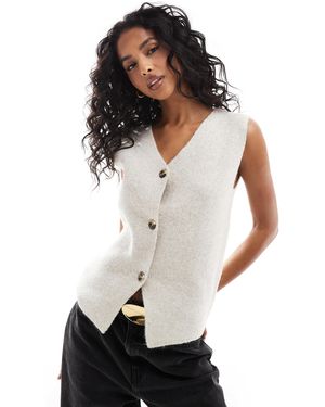 Threadbare Débardeur boutonné en maille - beige - Blanc