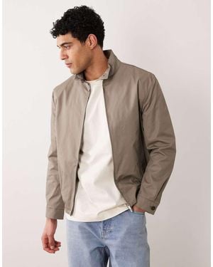 Mango 100% Cotton Zip Up Harrington Jacket - Natural