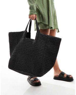 South Beach Bolso De Hombro Extragrande Con Diseño Entretejido De - Negro
