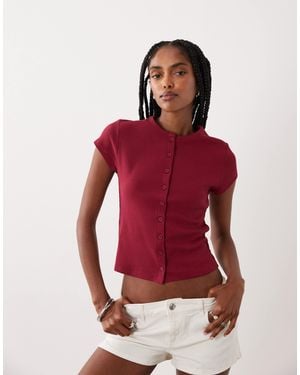 Miss Selfridge Button Through Top - Red
