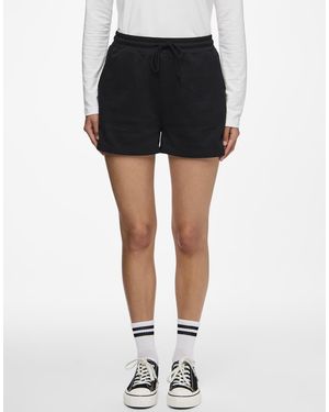 Pieces Pantalones Cortos Negros De Tejido De Sudadera De