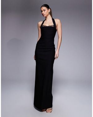 Vesper – neckholder-maxikleid aus bengaline - Blau