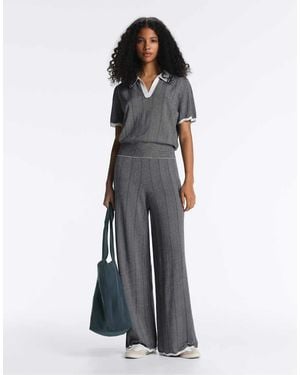 Oysho Herringbone Knit Straight-Leg Trousers - Multicolour