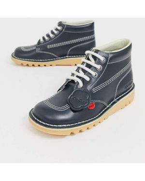 Kickers Kick Hi Core Leather Hi Top Flat Boots - Blue
