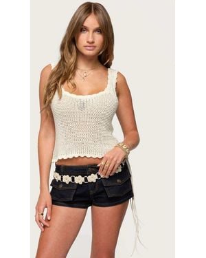 Edikted Aurelle Open Knit Tank Top - White