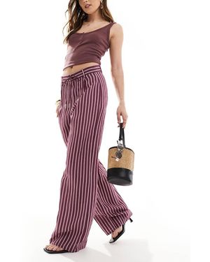 Pull&Bear Straight Leg Striped Trouser - Purple