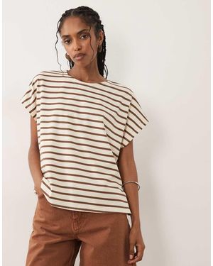 Threadbare Camiseta De Conjunto A Rayas Y Marrón-Blanco