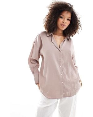 ONLY Oversized Long Sleeve Textured Shirt - Natural