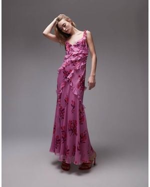 TOPSHOP Ruffle Cami Maxi Slip Dress - Purple