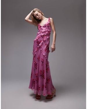 TOPSHOP Ruffle Cami Maxi Slip Dress - Purple