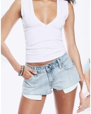 Weekday Low Waist Denim Hot Pant Shorts - White