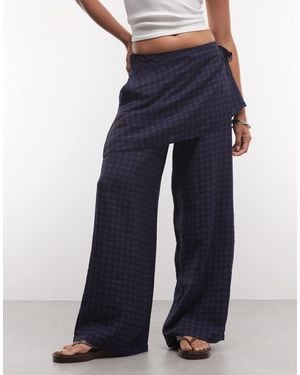 ASOS Straight Leg Pants With Skirt Detail - Blue