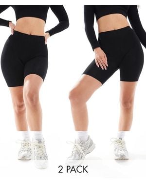ASOS Hourglass 2 Pack Basic legging Shorts - Black