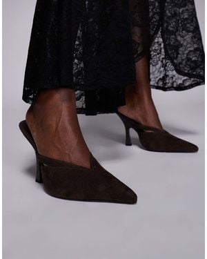 SIMMI Mules Marrones De Tacón De Antelina Syrio De Simmi London - Negro