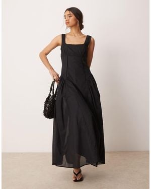 ASOS Prairie Square Neck Maxi Sundress With Dropped Waist - Black