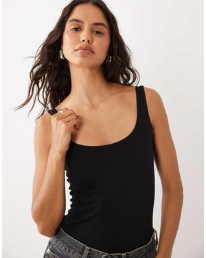 ASOS Katoenen Body Met Lage Ronde Hals - Zwart